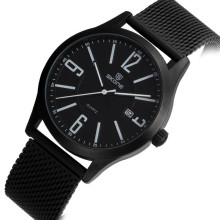 2015 fashional new model black color stainless steel mesh band men watch